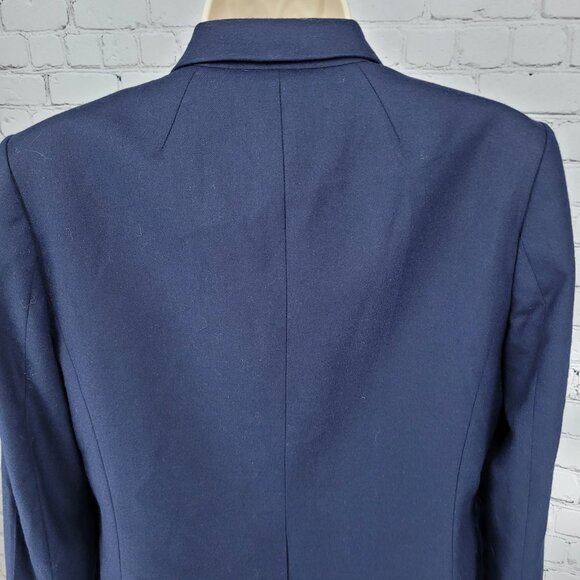 J.CREW Navy Wool Blend Stretch Gold Button Notch Blazer Suit Jacket Size 6 - Picture 12 of 16